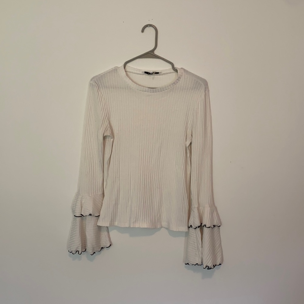 White Ruffle Sleeve Top